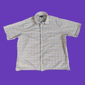 Lands' End Seersucker Button Shirt Multicolor Mini Plaid Men Size XL